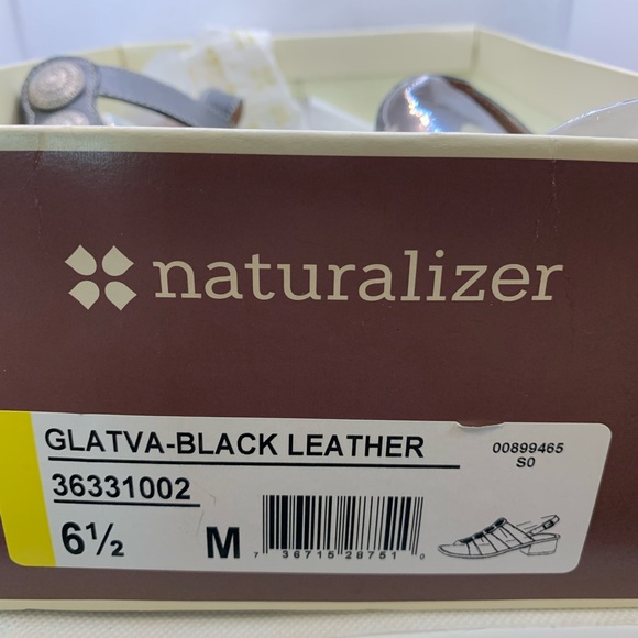 Natrualizer Black Leather Sandals Brass Embellished Ankle Strap Shoes Size 6.5M - Picture 8 of 9